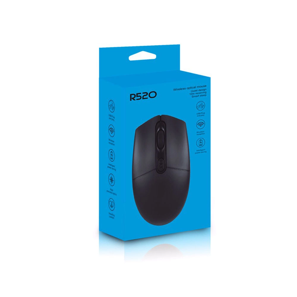 Мишка Mixie R520, Безжична, USB, 4D, Черен -