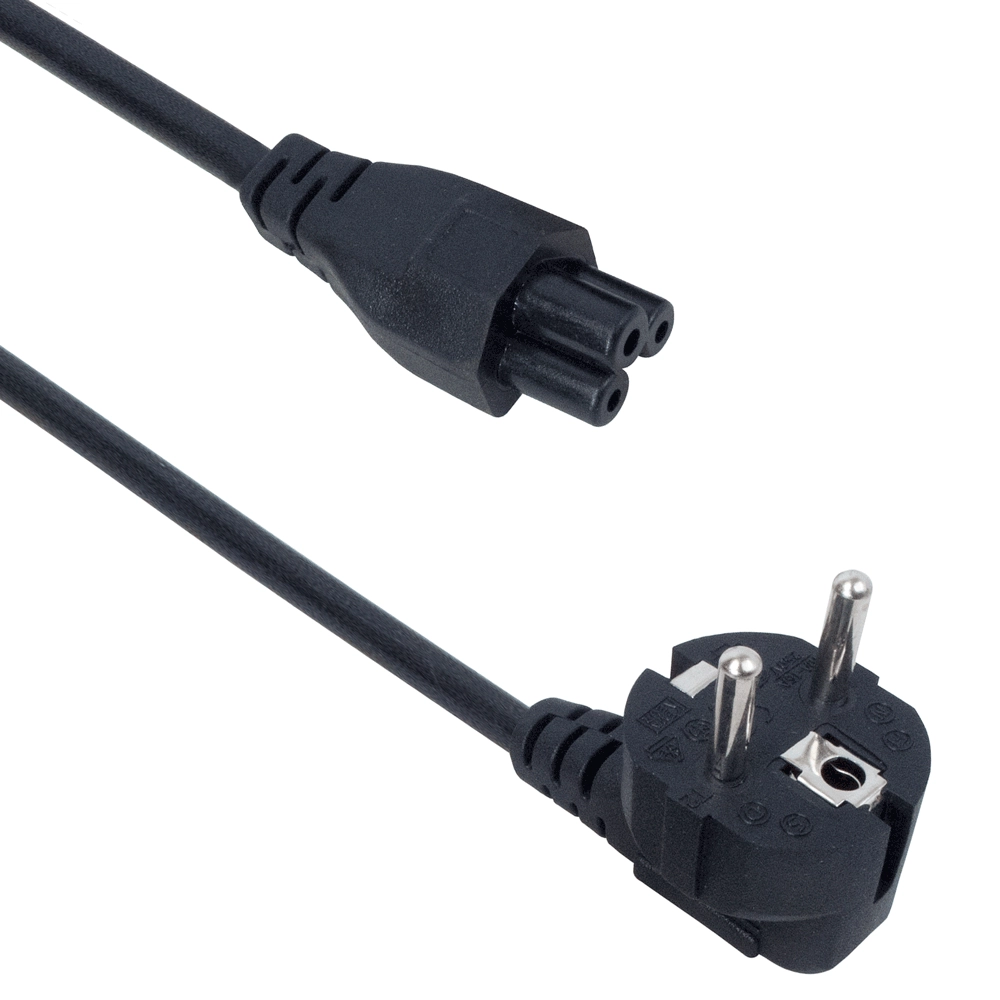 Захранващ кабел DeTech, За лаптоп, CEE 7/7 - IEC C5 F, 150бр., 1.5m