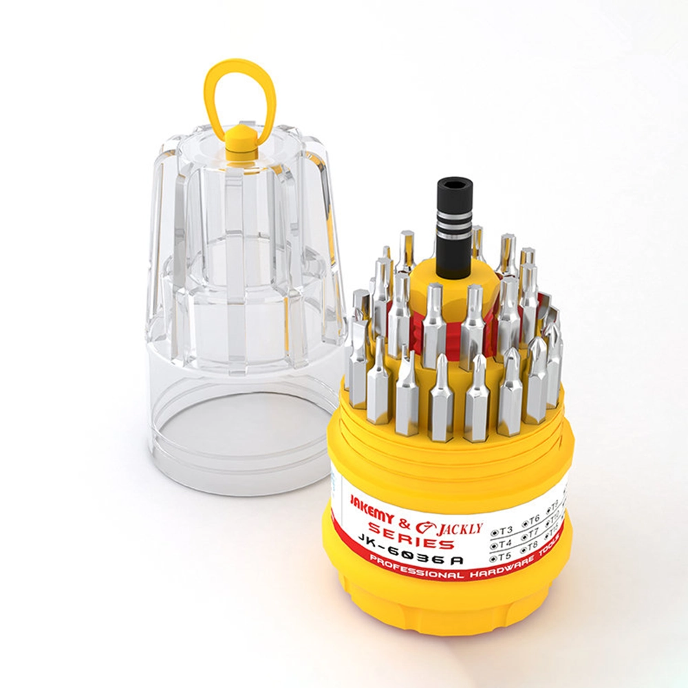 Комплект отвертка и накрайници Jakemy JK-6036-A, 31 Части, CR-V, Жълт