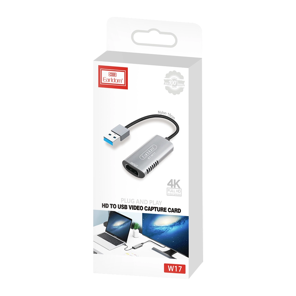 Външна Capture карта Earldom ET-W17,USB, HDMI, Full HD, Сив