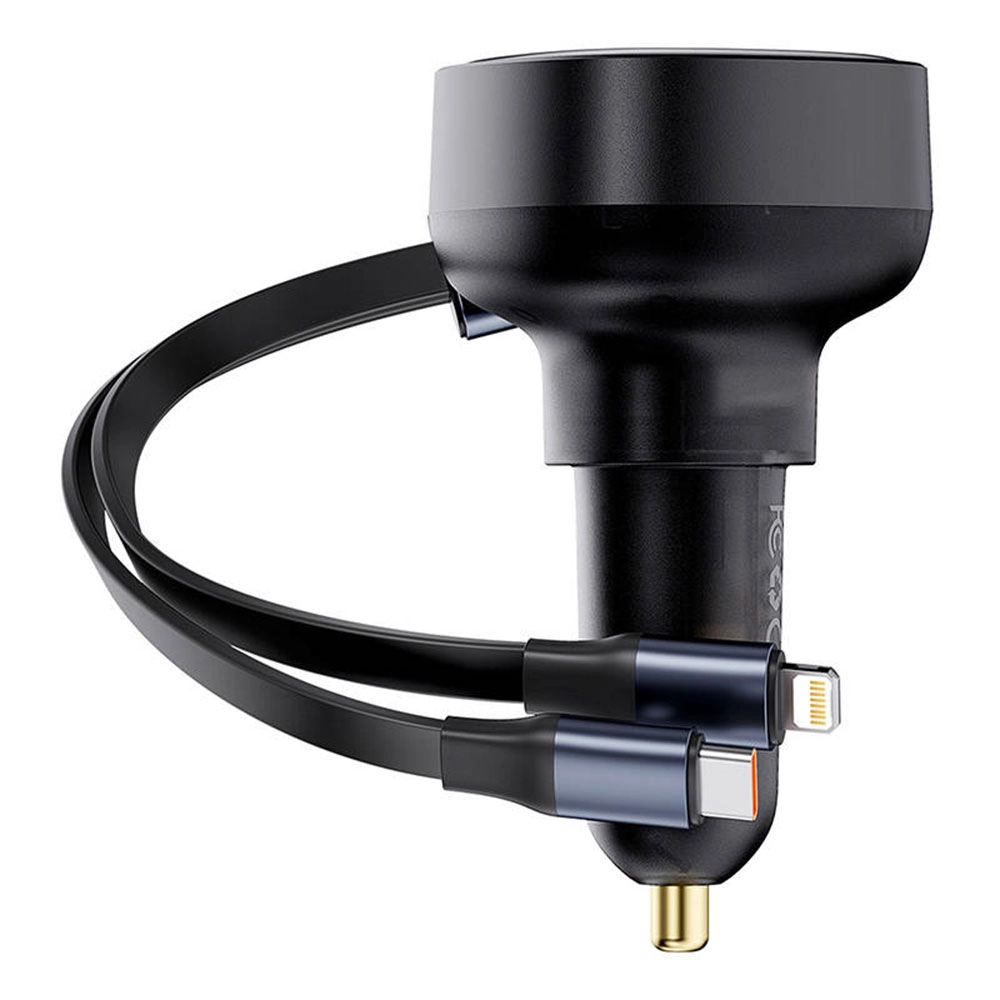 Зарядно устройство за кола Baseus Enjoyment Pro, 60W, С Type-C и Lightning кабел, Черен - 40498