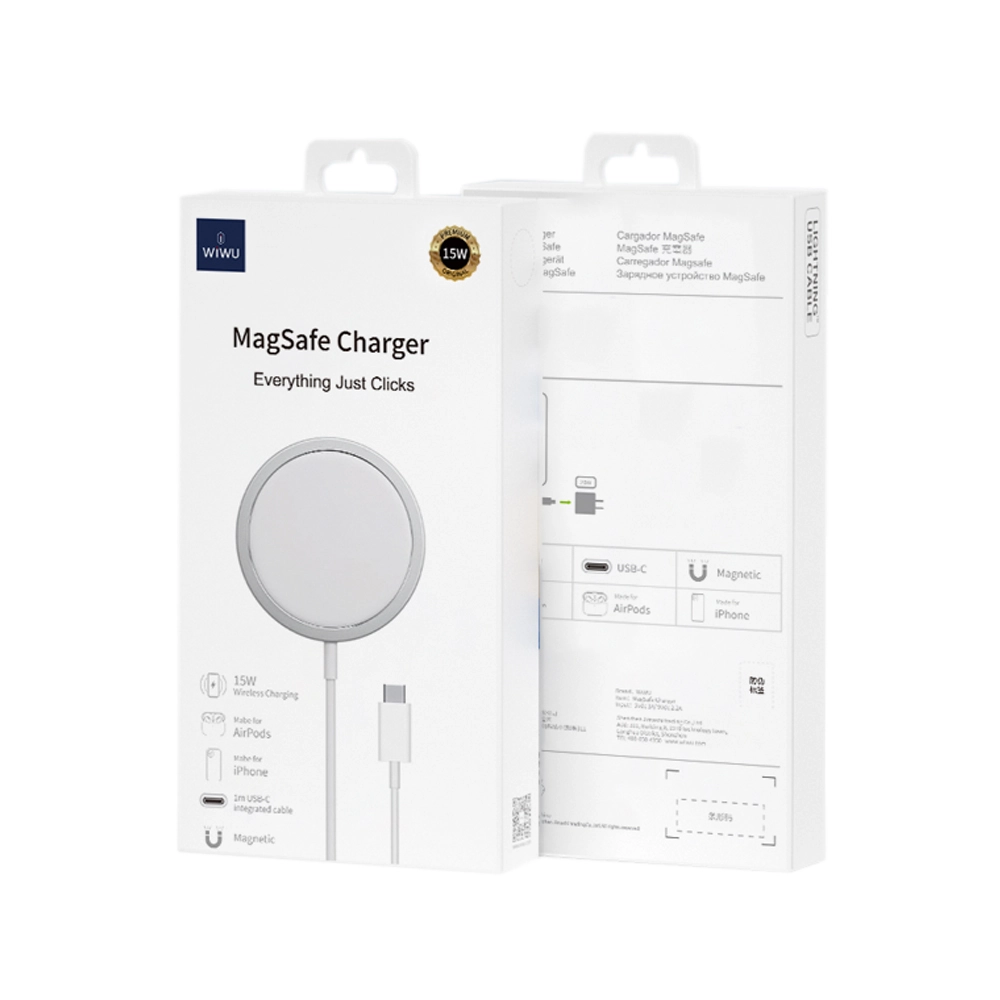 Безжично зарядно устройство WiWu M5 MagSafe, Qi, 15W, Бял - 17735