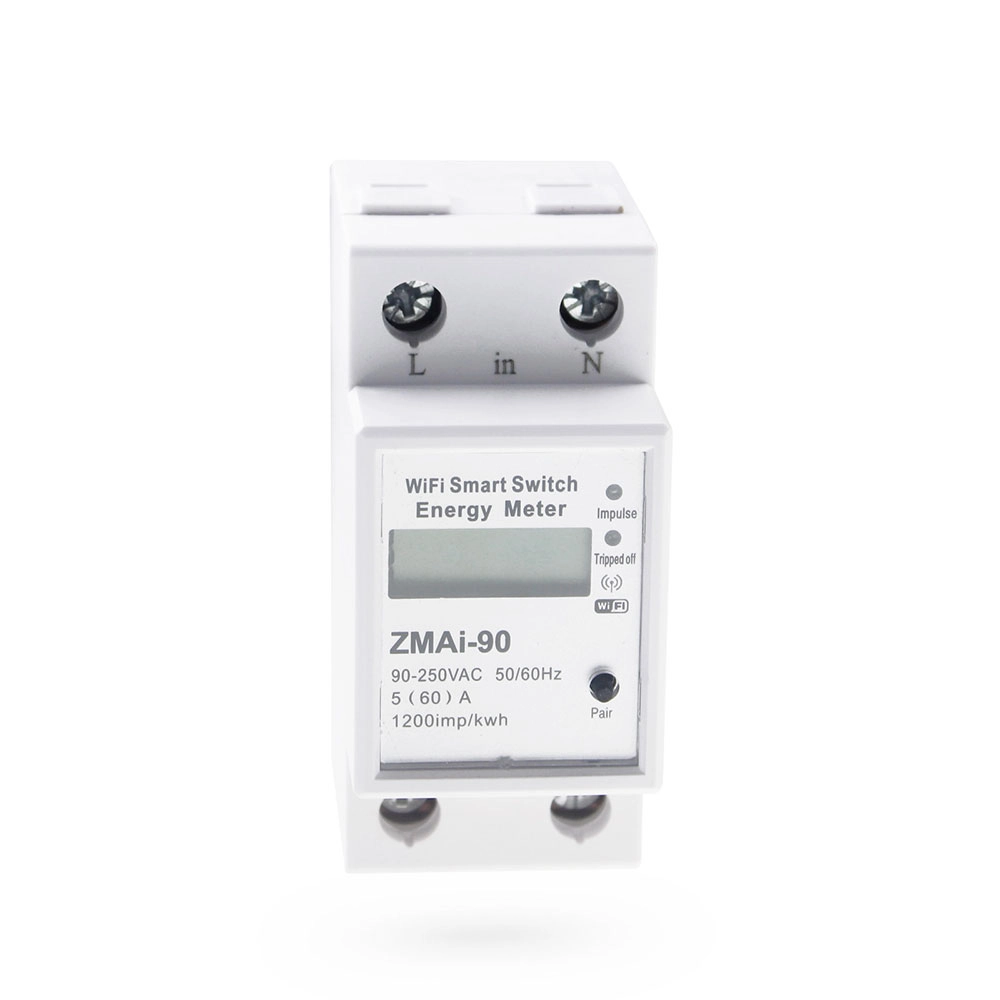Смарт електромер PST-ZMAi-90, За 35mm DIN, 220V, 60A, Wi-Fi, Tuya Smart, Бял