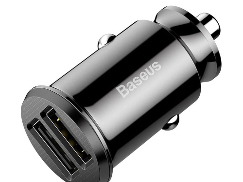 Зарядно устройство за кола Baseus Grain, 3.1A, 2 x USB, Черен - 40511