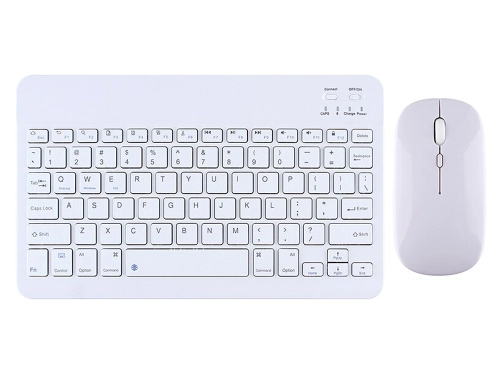 Комплект мишка и клавиатура 030, Bluetooth, Бял