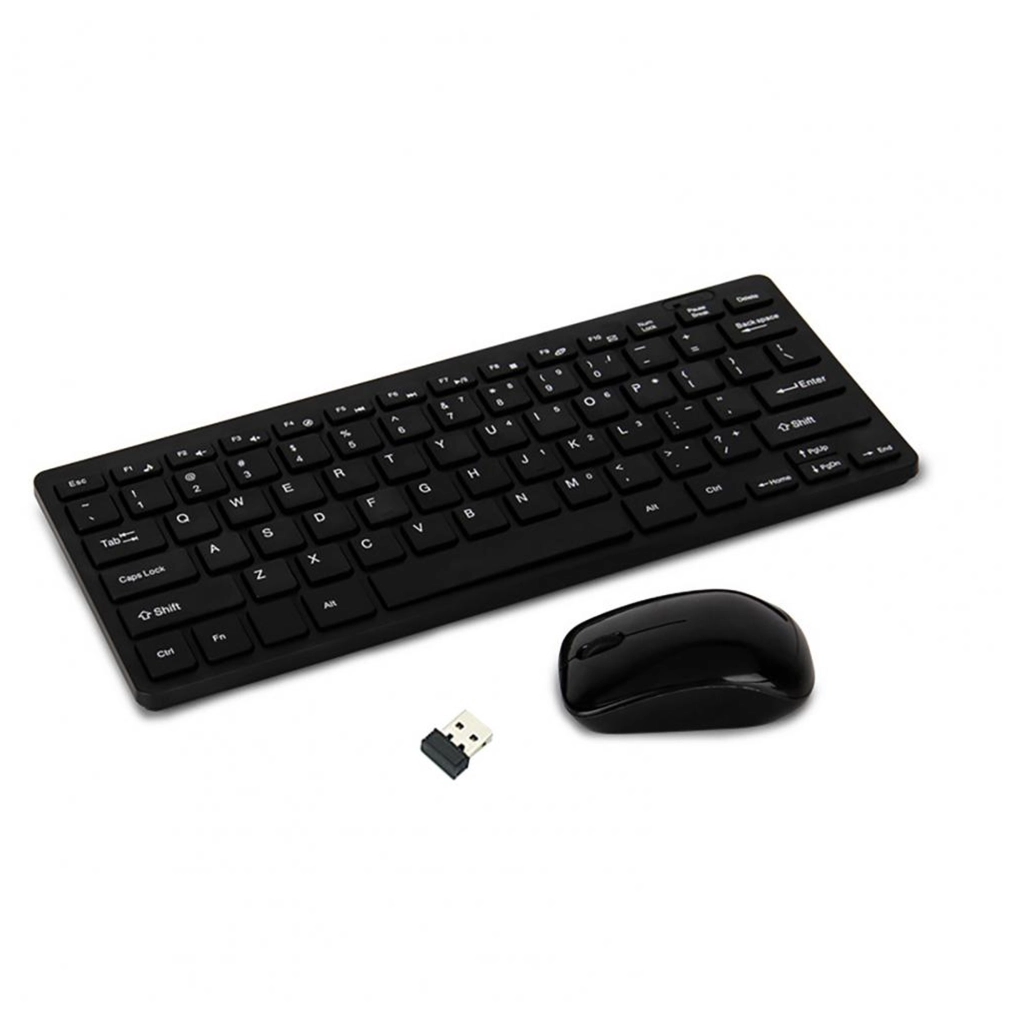 Комплект мишка и клавиатура K03, Безжични, Черен