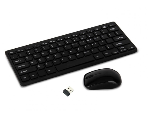 Комплект мишка и клавиатура K03, Безжични, Черен