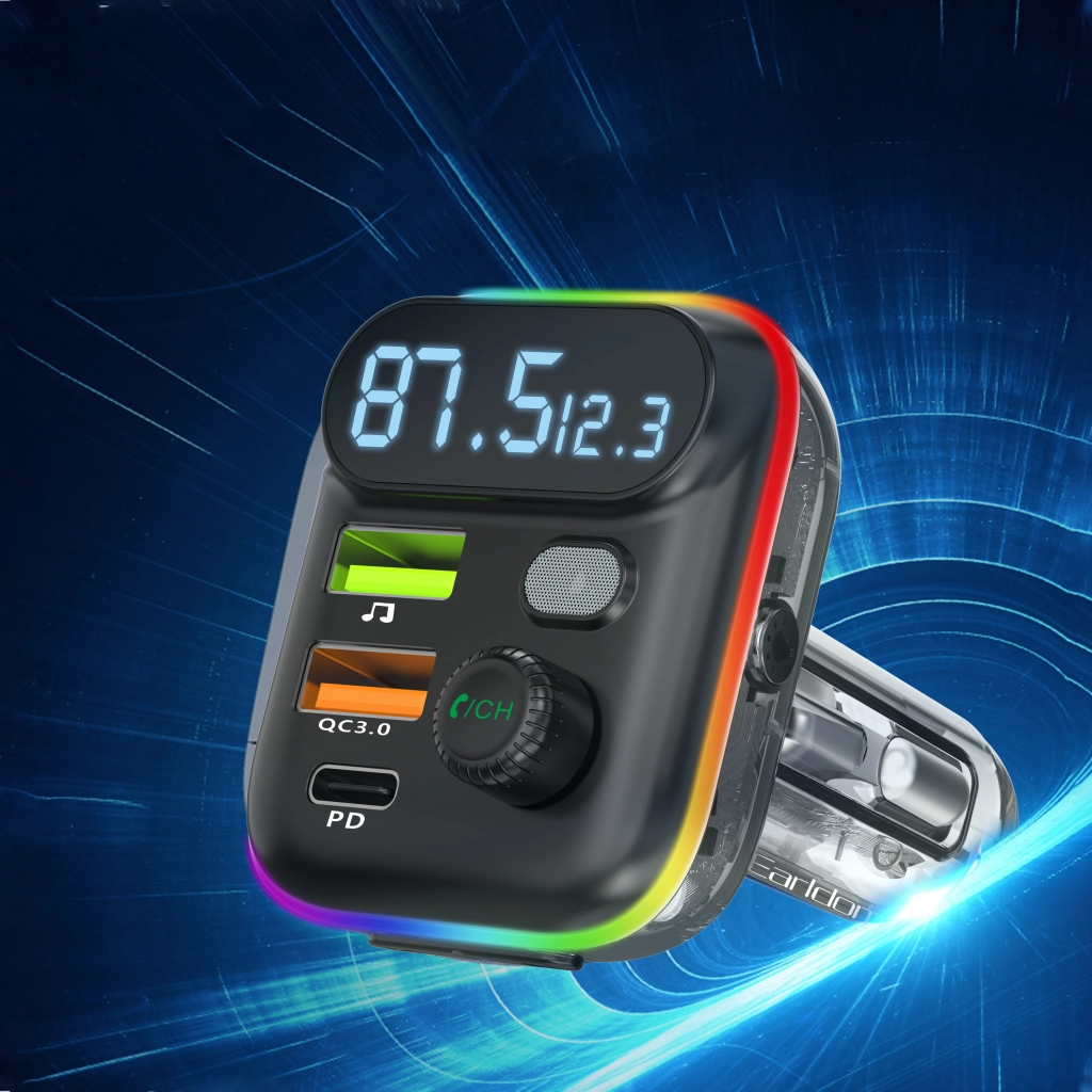 FM Трансмитер Earldom ET-M80, Bluetooth, Micro SD, USB, Type-C, PD, QC, Черен
