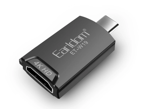 Преходник Earldom ET-W19 HDMI (F) към Type-C, HD 4K, Сив - 40376
