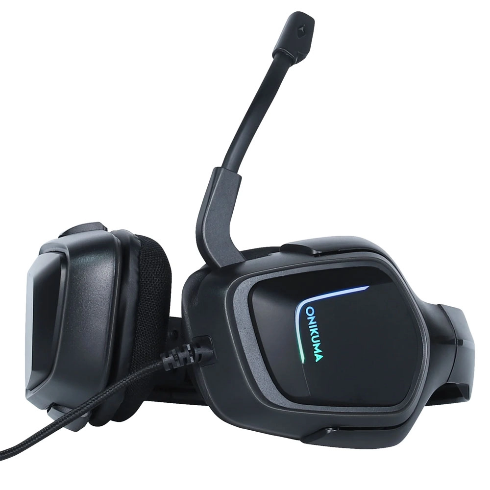 Слушалки Onikuma K20, За компютър, Микрофон, Подсветка, 3.5mm, USB, Черен