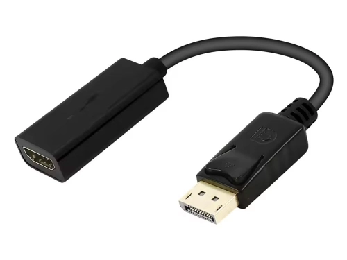 Преходник DeTech, DisplayPort - HDMI, Черен