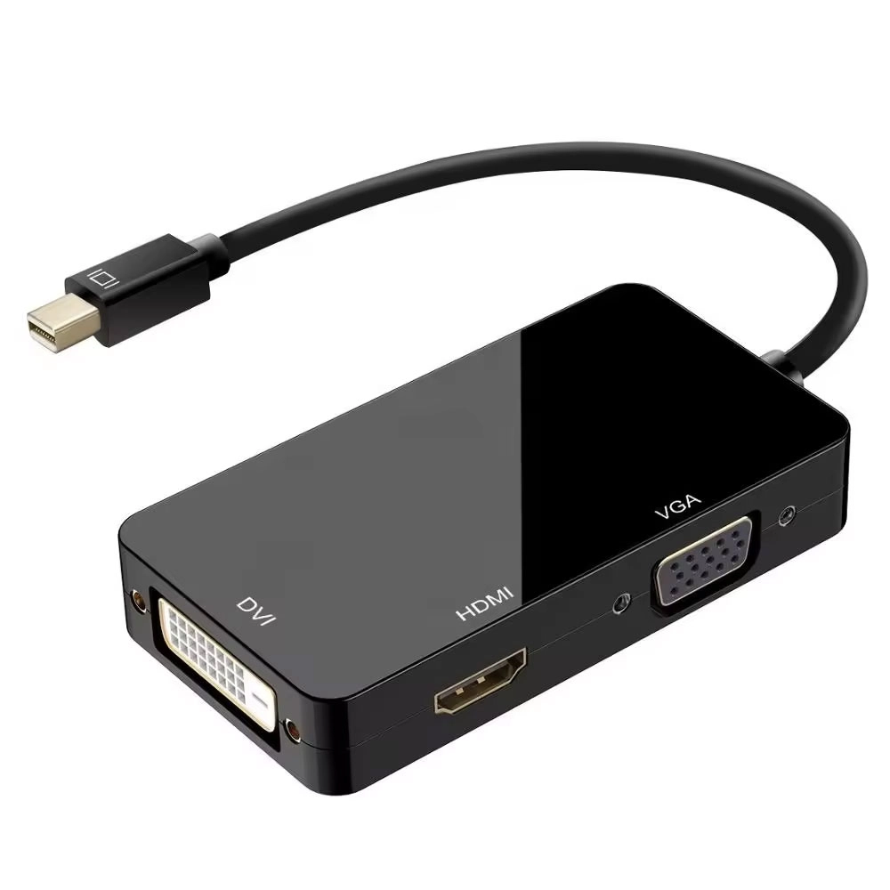 Преходник DeTech, Mini DisplayPort (Thunderbolt) - DVI, VGA, HDMI, Черен