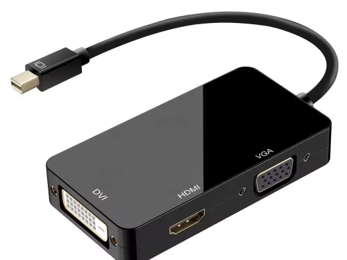 Преходник DeTech, Mini DisplayPort (Thunderbolt) - DVI, VGA, HDMI, Черен