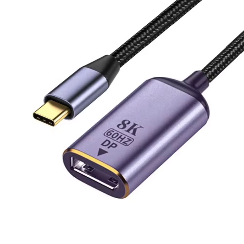 Преходник DeTech, USB-C – DP, 8K, 60Hz, Сив