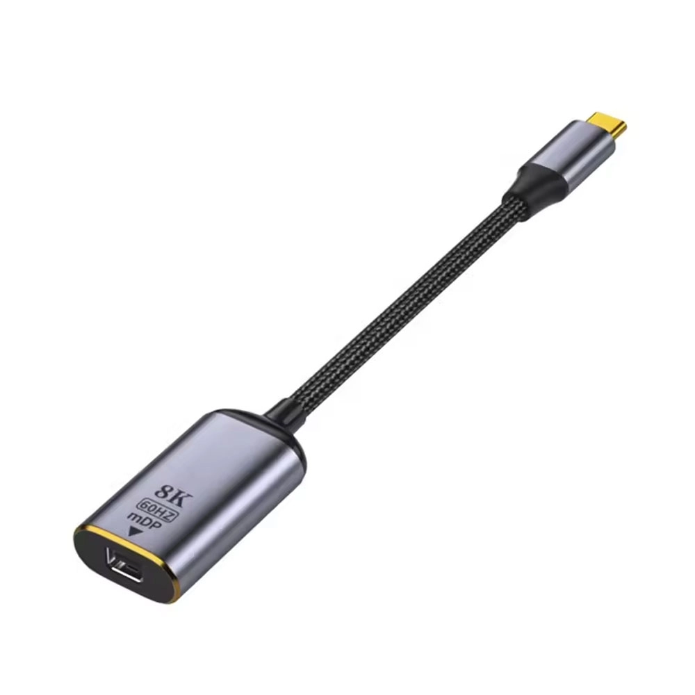 Преходник DeTech, USB-C – Mini DP, 8K, 60Hz, Сив