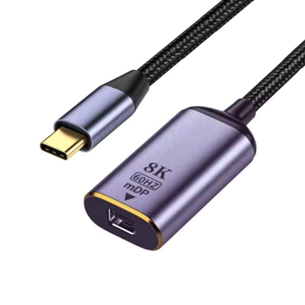 Преходник DeTech, USB-C – Mini DP, 8K, 60Hz, Сив