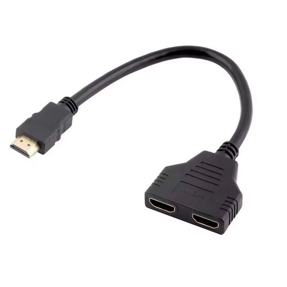 Сплитер DeTech, HDMI (M) - 2*HDMI(F), Черен