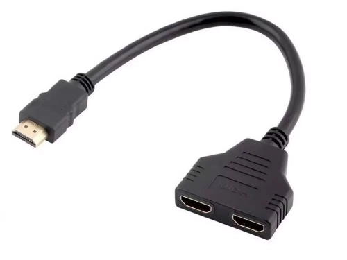 Сплитер DeTech, HDMI (M) - 2*HDMI(F), Черен