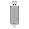 Четец за карти DeTech, USB Type-C - USB 3.0 OTG, SD, TF, сребрист