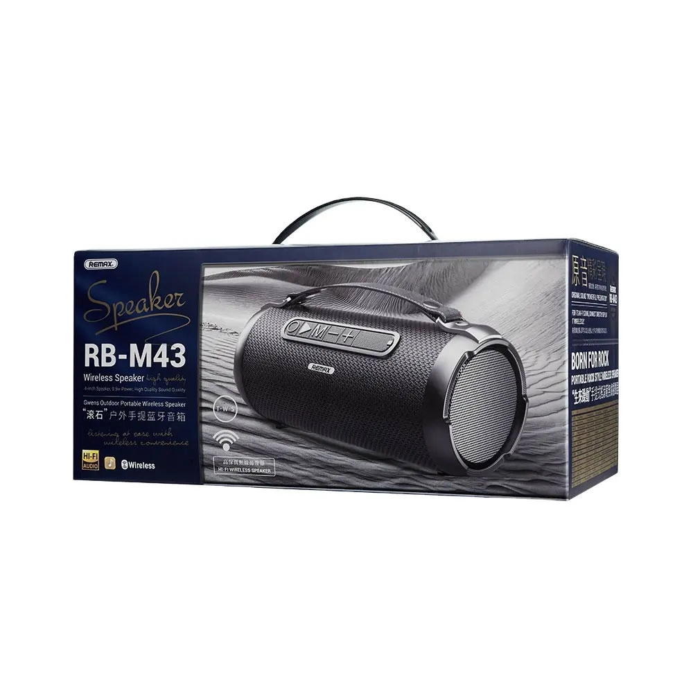 Тонколона Remax Gwens RB-M43, Bluetooth, USB, TF, TWS, AUX, Черен - 22214