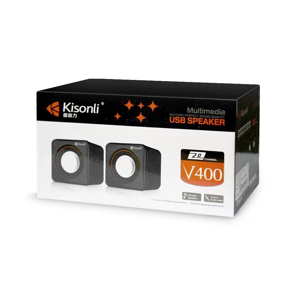 Тонколони Kisonli V400, 3W*2, USB, Черни